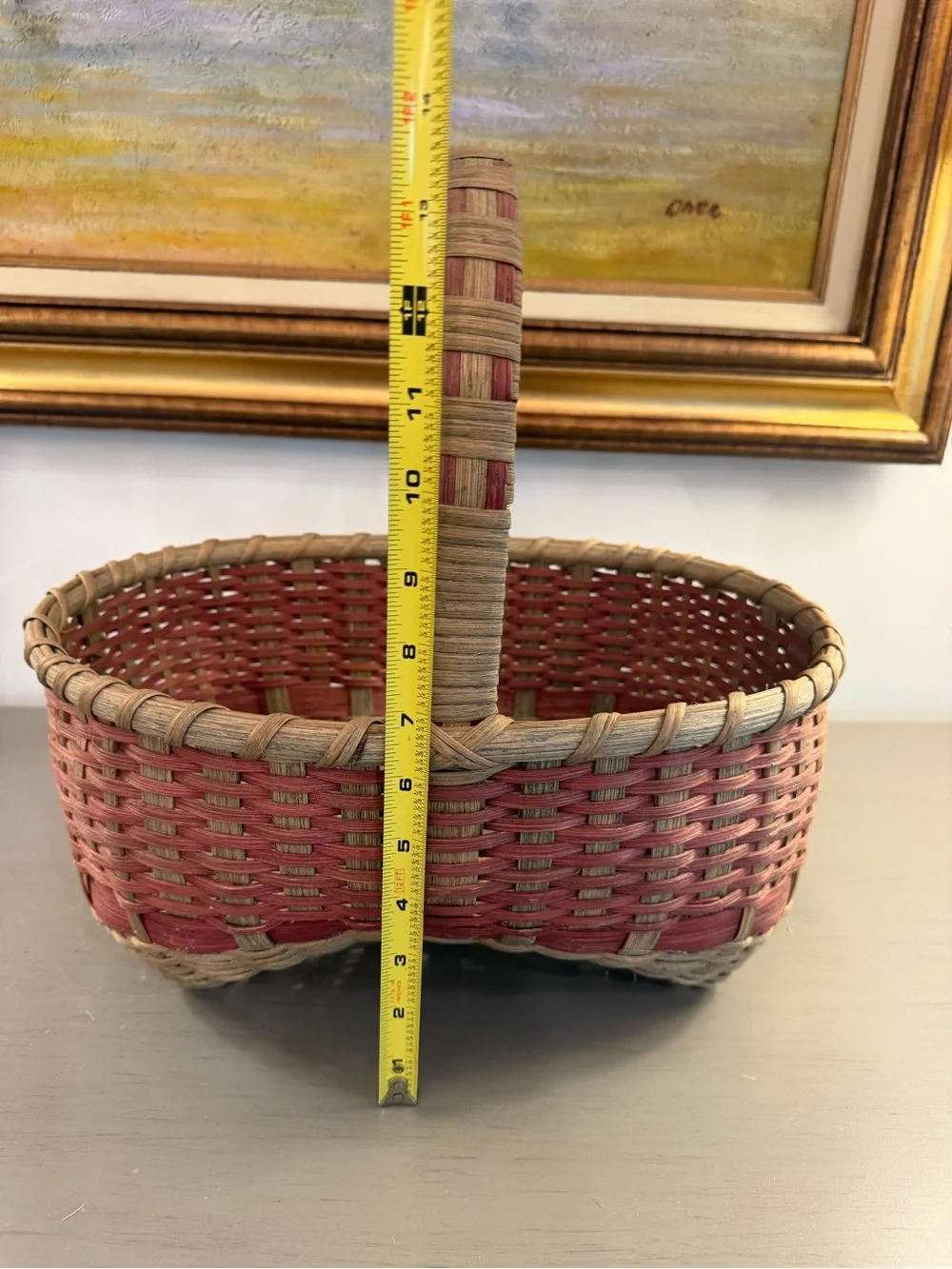 Handwoven Wicker Egg Gathering Storage Basket Oval Woven Sculpted Bottom